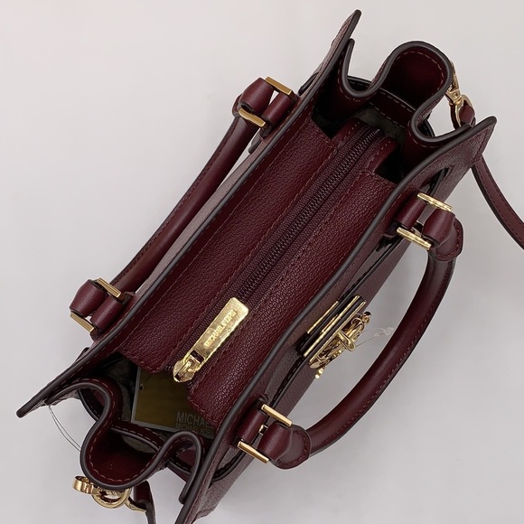 Michael Kors Hamilton Small Satchel Shoulder Crossbody Bag Dark sherry color - Picture 9 of 16